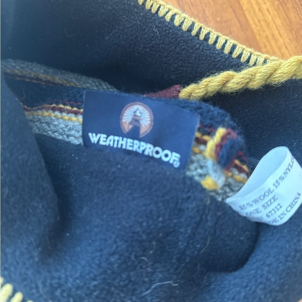 Striped Hat Beanie Earflap wool blue weatherproof brand - Picture 4 of 8